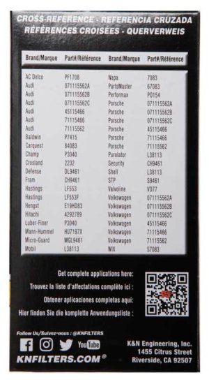 Volkswagen Jetta Oil Filter - K&N Engineering - Performance - `03-`14